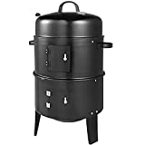 Deuba Barbecue Grill Smoker BBQ Smoker Round 81,5x41cm Portátil con termómetro Camping Outdoor Garden